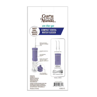 GuruNanda Portable Water Dental Flosser with Collapsible 180ml Tank, Smart Timer & 4 Modes – TSA-Approved