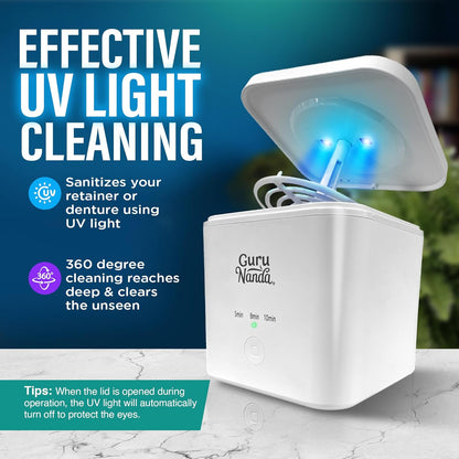 GuruNanda Ultrasonic Retainer Cleaner for Retainers, Dentures & Jewelry – 3 Cleaning Modes, 190ml