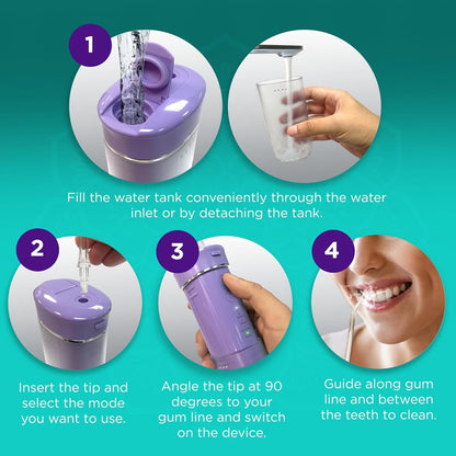 GuruNanda Portable Water Dental Flosser with Collapsible 180ml Tank, Smart Timer & 4 Modes – TSA-Approved