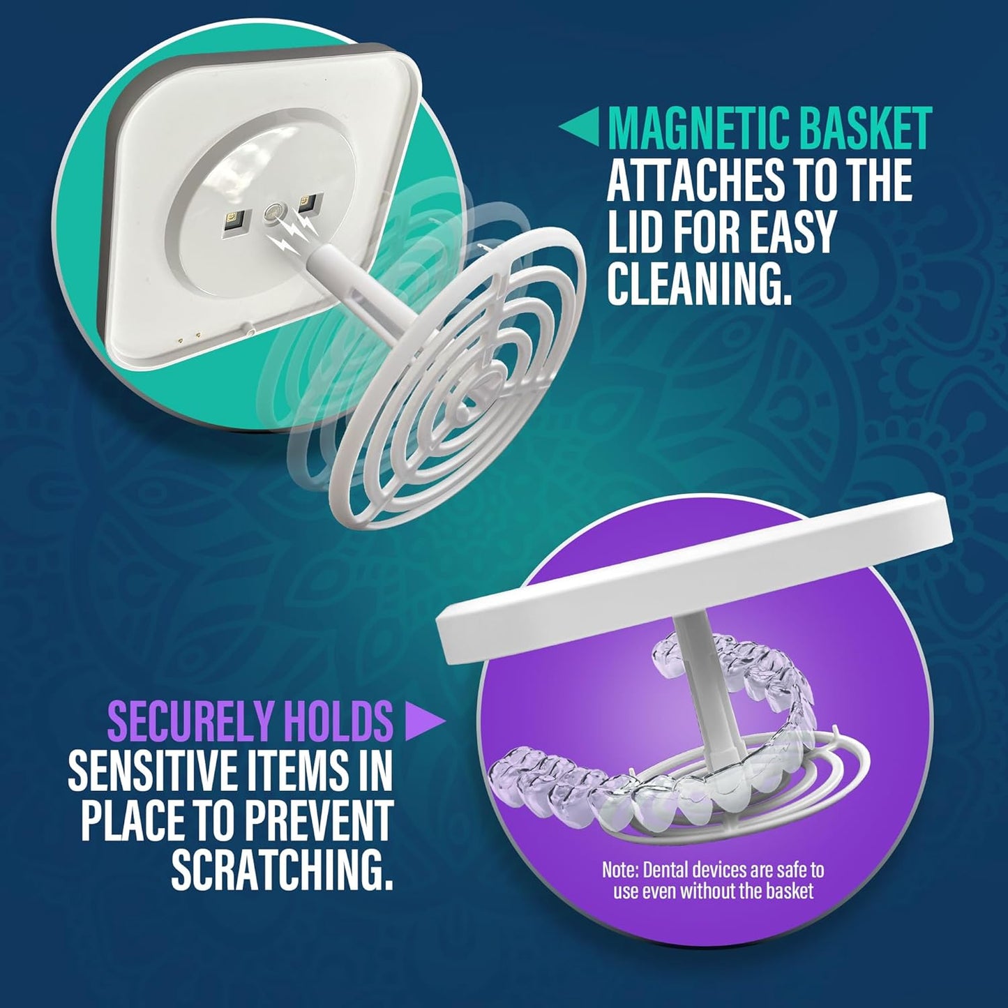 GuruNanda Ultrasonic Retainer Cleaner for Retainers, Dentures & Jewelry – 3 Cleaning Modes, 190ml