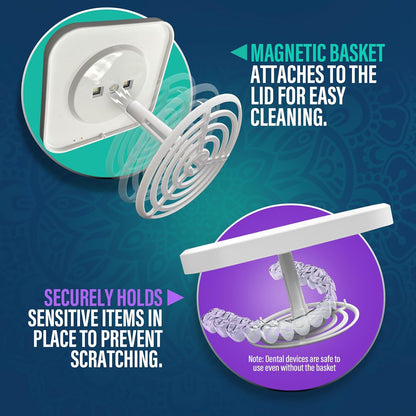 GuruNanda Ultrasonic Retainer Cleaner for Retainers, Dentures & Jewelry – 3 Cleaning Modes, 190ml