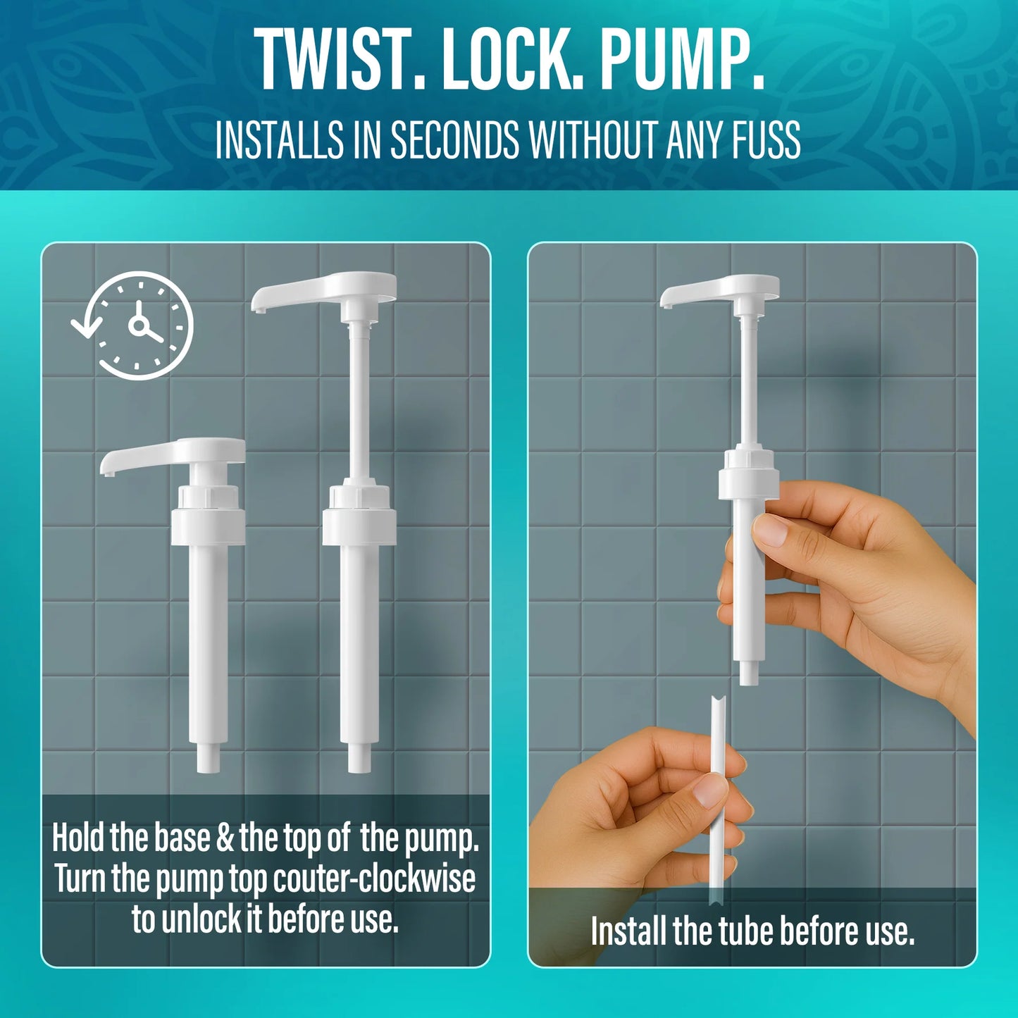 Mouthwash Dispenser Pump and Cup Holder for 16oz & 1L