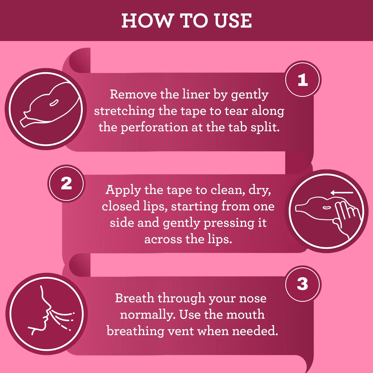 Pink Lip Shaped Night Tape with Case - 60 Count