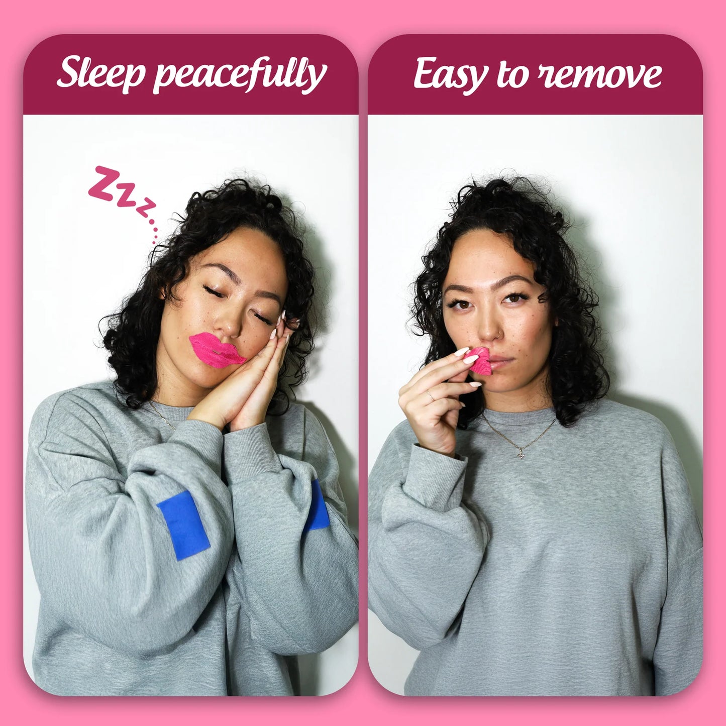 Pink Lip Shaped Night Tape with Case - 60 Count